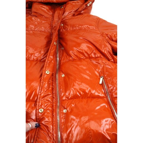 Michael MICHAEL KORS orange puffer jacket coat with removable hood Women's M - Picture 3 of 6